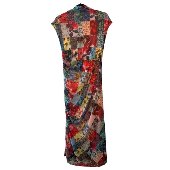 Anthropologie NWT Maya Ruched Cowl-Neck Mesh Dress Size M Floral Patchwork - Picture 4 of 11